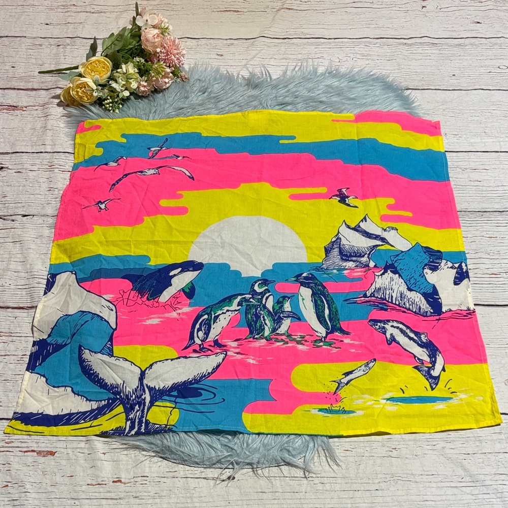 LUSH Organic Cotton Vibrant Penguin Print Scarf